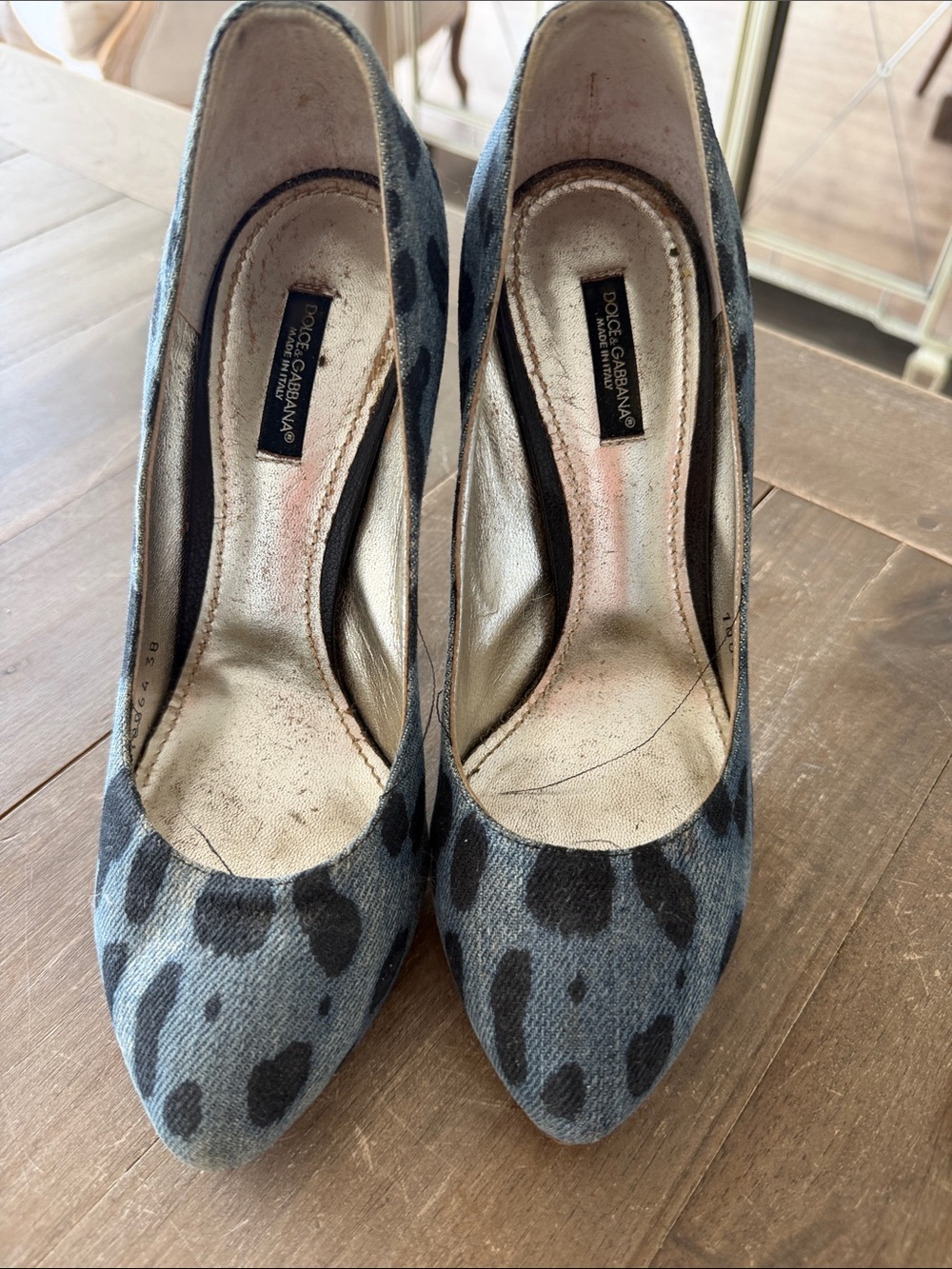 Dolce & Gabbana Women's Gray Leopard Denim Pump